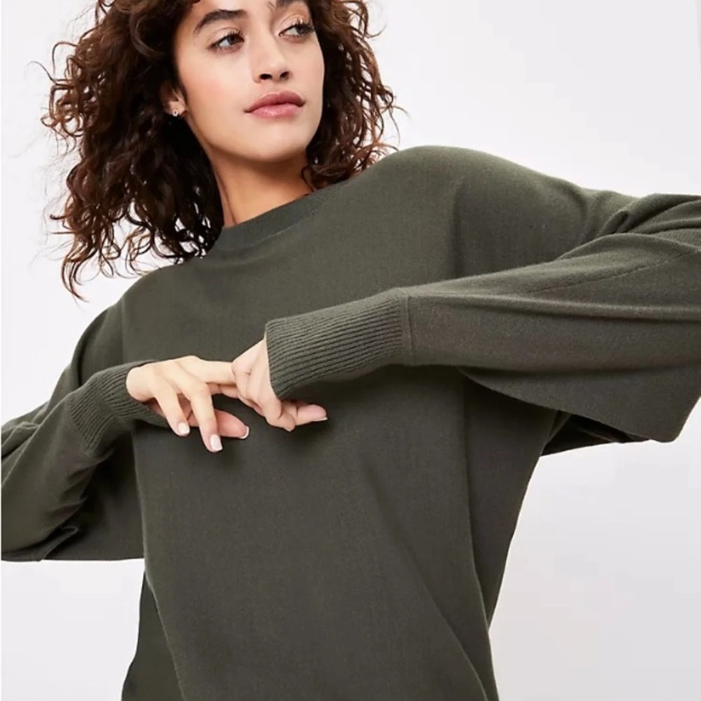 NWT Loft Petite Poncho Sweater in Dark Eucalyptus Leaf